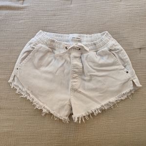Billabong Cream Cotton Raw Hem Shorts Medium